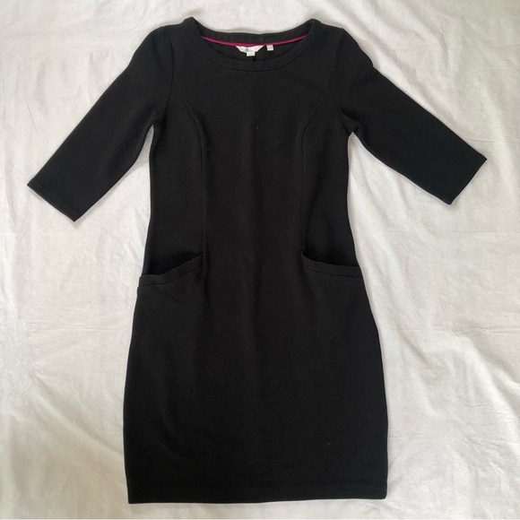 Boden 3/4 Length Sleeve Black Midi Dress Size 8L - Picture 3 of 10